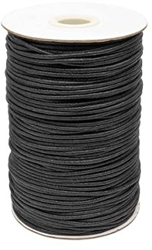 Realm Waxed Cord Cotton - Bracelets, Necklaces, Jewellery Thread, Shamballa Macrame (1mm Black - 1m)