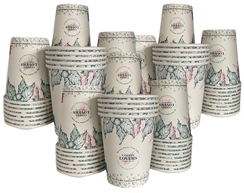 Intertan -1922- 100 Kaffeebecher To Go Pappe 240ml Design COFFEE LOVERS Pappbecher Einweg für Kaffee & Tee - Einwegbecher für Heißgetränke bis 95°C und Kaltgetränke Papp Becher für Unterwegs