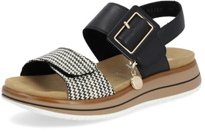 Remonte Sandalia piel y textil con velcro, hebilla y cuña mujer negro para: Mujer color: negro talla: 37