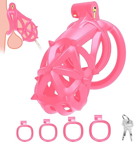 Roluck Peniskäfig Keuschheitskäfig Herren, Chastity Cage Männer mit 4 Penisringe, Harz Penis Käfig Bondage SM Sex Spielzeug für die Männer Paare (Lang)
