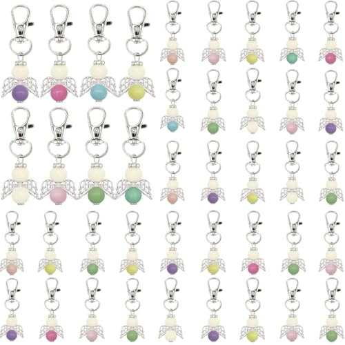 ONECK 40 Stück Schutzengel Anhänger, Kleine Glücksbringer Schutzengel Gastgeschenke, Engel Anhänger Schlüsselanhänger Schutzengel Set Gastgeschenke für Taufe Hochzeit und Abschiedsgeschenke