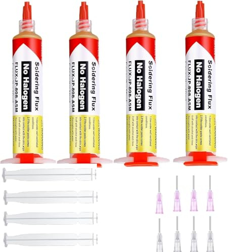 PEAKTREND 10 ml 8341 inget rent lödflöde pasta lödflöde 40 ml pneumatisk dispenser med kolv och dispenseringstips för elektronik Pcb Ic mobiltelefon Cpu LED Bga reparation – 4-pack