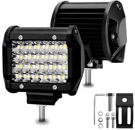 Boncak Phare de travail LED 2 x 4 pouces 144 W 12v 24v Carré Projecteurs Lumière Feux Antibrouillard LED pour Tracteur SUV Voiture Motocyclette (2x4 pouces 72w)
