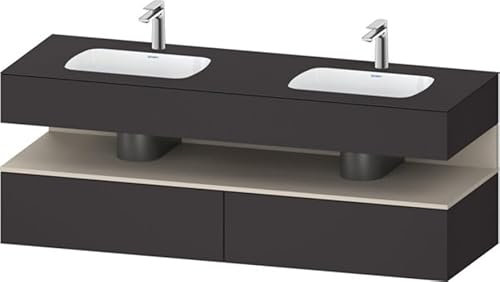 Duravit Qatego lavabo encastré avec meuble sous-lavabo en console, 1600x550x600mm, niche Taupe Supermatt, lavabo double, QA4797083800010, Couleur: Graphite