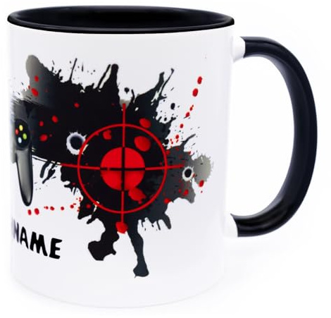 Gamer Tasse mit Namen personalisiert Gaming becher mit namen kinder Gaming | Geschenk für gamer teenager Zocker, Geburtstagsgeschenk Männer Jungs Jugendliche, Teenager Junge, PC Zockertasse Gamertasse