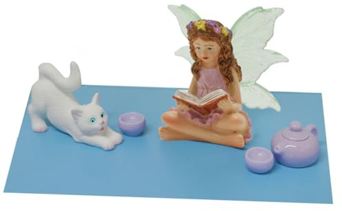 Toddmomy Cat Garden Ornaments Outdoor Cat Decor Resin Figure Fairy Model Teacup Garden Decorations