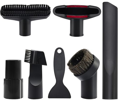 7 Pièces Embout Aspirateur Universel 32-35mm - Accessoires pour Aspirateurs Kärcher, Rowenta - Brosse pour Meubles, Suceur Voiture, Nettoyage Poils d'Animaux et Interieur Auto