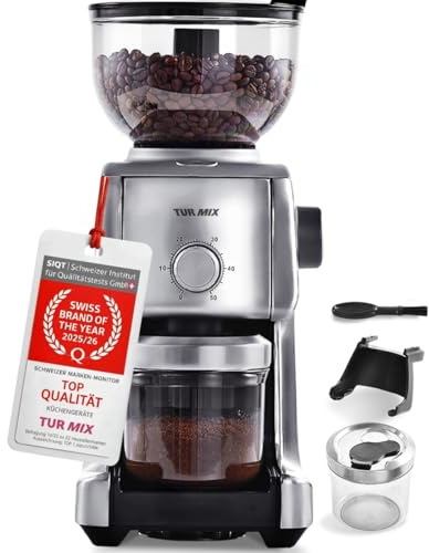 Kaffeemühle Elektrisch mit Kegelmahlwerk 16 Stufen für Siebträger 400g | Timer und Direktmahlung in den Siebträger; 400-g-Bohnenbehälter für Espresso, Filterkaffee und weitere Methoden.