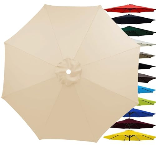 Umbrella Replacement Cover, 4.0m/3.0m/2.80m/2.0m Outdoor Parasol Canopy Replacement, 6 Arms/8 Arms Umbrella Cloth Fabric, UV-Anti, Water-proof, for Patio Market Table Pool(Beige)