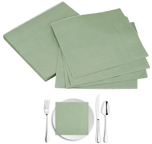 salbeigrün Papierservietten 33x33cm, Cocktailservietten, Grüne Servietten, für Hochzeit, Abendessen, Geburtstag, Brautjubiläum