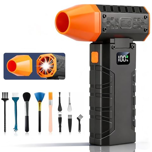 Compressed Air Duster, 130000 RPM Electric Air Duster, Cordless Dust Blower with LED Display, 100 Speed Rechargeable Electric Air Blower, Mini Blower for Computer, Keyboard, House, Outdoor and Car