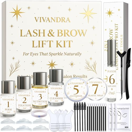 Kit Rehaussement de Cils et Brow Lift Kit Sourcil 2-en-1 – Trousse Professionnelle pour des Cils Recourbés et des Sourcils plus Denses, Résultat de Salon à la Maison avec Instructions Faciles