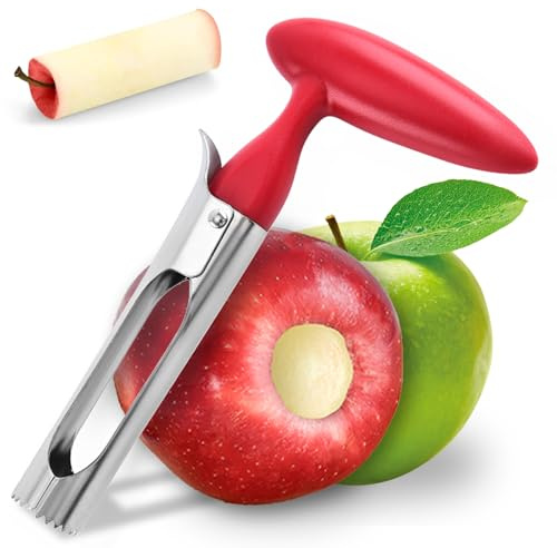 Bestac Apple Corer - Stainless Steel Sharp & Safe Easy to Remove Cores for Apples/Pears Clean & Efficient Ideal for Home Kitchen & Baking (Red)