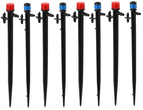 SHINEOFI Lot De 12 Arroseurs D'irrigation Goutte à Goutte Rotatifs Pour Jardin Et Serrage, Piquets De 28 Cm 8 Buses Et Fontaine, Économiseur D'eau, Pulvérisation Uniforme Pour Arrosage Ciblé