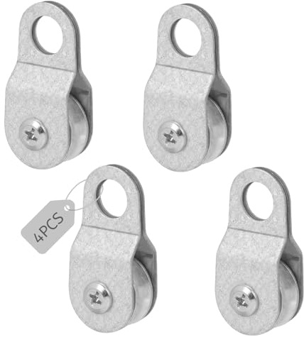 LALAGO 4 Stück Umlenkrolle mit 2 Kugellager für bis zu 8mm Seile Stahlseil | Seilrolle Klein mit Tragkraft 32kg, Laufrollen Flaschenzug