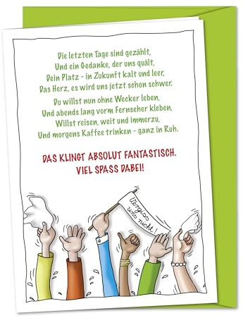 Verabschiedungskarte Viel Spaß dabei – Karte zum Abschied in Rente Ruhestand Pensionierung Altersteilzeit Sabbatical für Kollege Kollegin Mitarbeiter Chef Vorgesetzter - XXL Grußkarte inkl. Umschlag