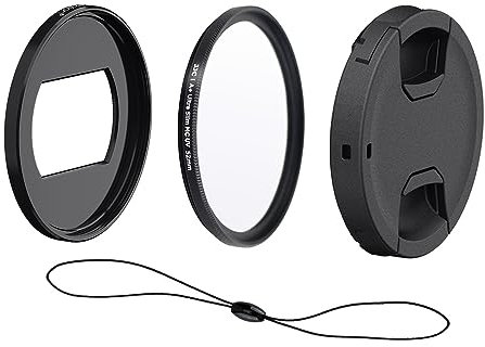 4-Piece Lens Adapter Kit for Canon Powershot G5XII & for Sony ZV-1II ZV-1 RX100VI RX100VII RX100M6 RX100M7 (Filter Adapter/UV Filter/Lens Cap/Cap String)
