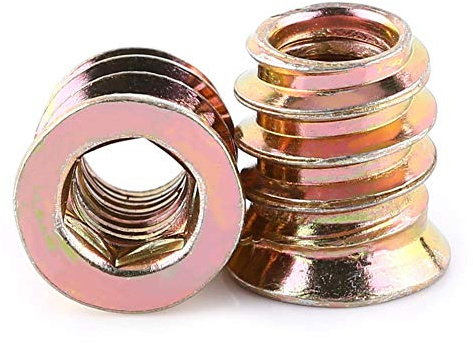 20tlg Nietmuttern Gewindeeinsatz Sortiment Kit Vollgewinde Verzinktes Carbon Stahl Hex Antriebsmuttern Einsetzmuttern Einschraubmutter für Holz M6 M8 M10 (M6×13mm)
