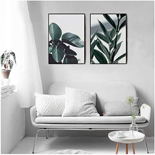 Foliage Plant Posters and Prints Green Rubber Fig Canvas Painting Modern Wall Art Pictures for Living Room Home Decor 50x70cm No Frame