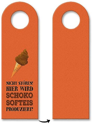 Klo Türhänger mit Spruch: Nicht stören! Schoko-Softeis wird produziert in Orange