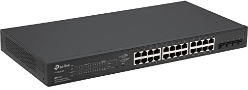 TP-LINK - NETWORKING TL-SG2428P 24-Port Gigabit Managed PoE Switch mit 4 SFP-Slots (250 Watt, Zentrales Cloud-Management, In Omada-SDN integriert, IPv6, Sicheres Netzwerk) Schwarz,Geschäfts-Netzwerk