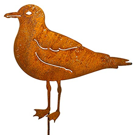 Blümelhuber Gaviota para jardín, decoración de jardín, metal oxidado, figuras de pájaros, valla de jardín, decoración de primavera