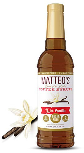 Matteo's Sugar Free Coffee Flavoring Syrup, Vanilla, Delicious Coffee Syrup, 0 Calorie, 0 Sugar Coffee Syrups, Keto Friendly, 25.4 Oz, 1-Pack