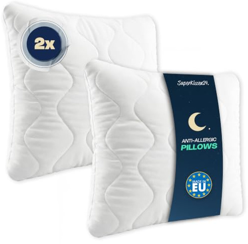 SuperKissen24. 2er Set Kopfkissen aus Mikrofaser 40x40 cm mit Polyester Kissenfüllung - waschbares Innenkissen geeignet für Allergiker - Couchkissen, Sofakissen, Dekokissen - Good Sleep Weiß