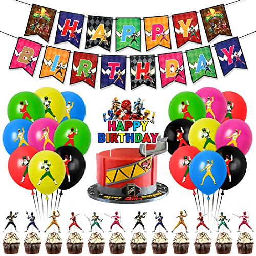 Kindergeburtstag Deko, Luftballons Geburtstag, 32 Pièces Ballon Set Geburtstag, Partydekorationen mit Happy Birthday Banner, Party Deko Set