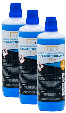 D.LINE Scheibenfrostschutz Gebrauchsfertig, 3x 1 Liter | Citrusduft, -30°C