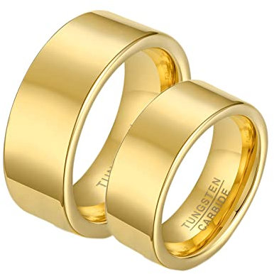 Banemi Ring Paar, Verlobungsringe Aus Gold Wolframcarbid Poliertes Silber 5mm für Paar Valentinstag