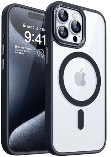CANSHN Cover Magnetica Trasparente per iPhone 15 Pro, [Compatibile con MagSafe] Custodia Protettiva Antiurto per Telefono - Nero