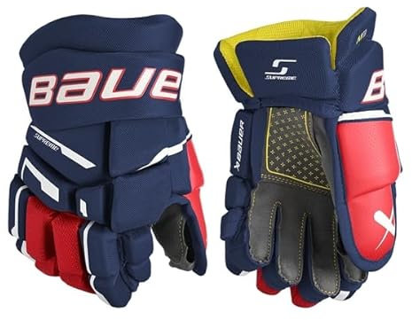 Bauer Supreme M3 Handschuhe Junior, Größe:10 Zoll, Farbe:Navy/rot/Weiss