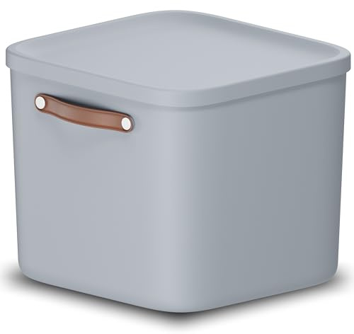 Rotho Maloja Aufbewahrungsbox mit Deckel 40 L stapelbar mit Griff Blau | Aufbewahrungsboxen zur Ordnung im Bad und Kinderzimmer, sicher verschließbar, stabil, pflegeleicht, modular kombinierbar