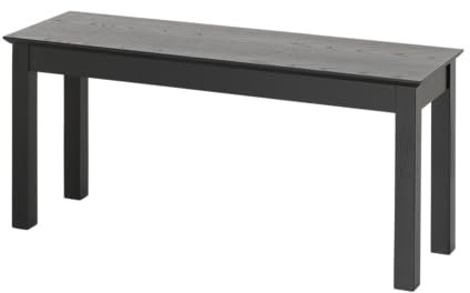 KHG Holzbank Sitzbank Flur Garderobenbank Schuhbank 101x45x32 cm - Kiefer Holz Massiv bis 100 kg belastbar - Landhausstil schwarz lackiert