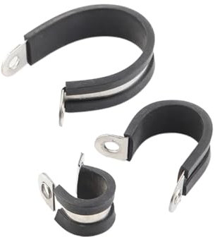 5PCS Edelstahl Gummi Gefüttert P Clips R-typ Rohr Klemme Kabel Montage Schlauch Rohr Klemme Feste Klemme rohr Halterung (Color : Svart, Size : 5PCS 50mm)