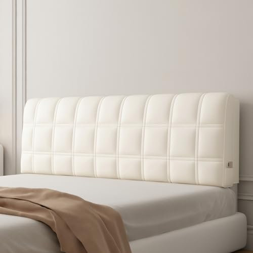 ZZYK Kopfteilkissen Wandkissen Großes Gepolstert Rückenlehnen Keilstützkissen Kopfteil Bettruhekissen Abnehmbarer Bezug Für Zuhause,Schlafzimmer,Wohnheim,Weiß,Straps 71/Cal King