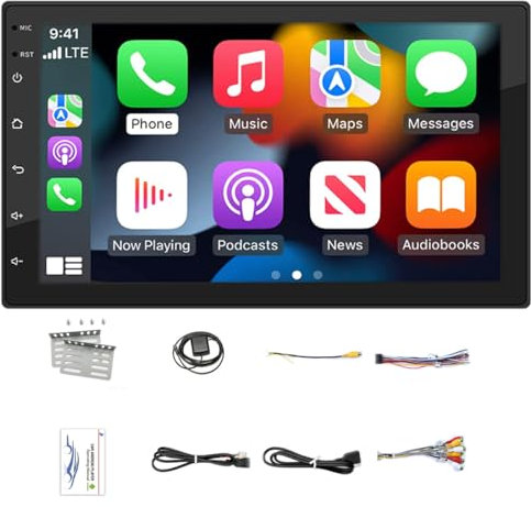 Compatibile con Apple Carplay e Android Auto Wireless e Cablati, Autoradio Double DIN, Ricevitori Radio Android 11 da 7 Pollici con FM/RDS, Bluetooth, Mirror Link, GPS/WiFi/USB