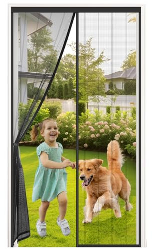 VERBREITERT Fliegengitter Balkontür Magnet, 90x200cm Insektenschutz Tür mit Stärkeren Magneten, 3.8cm Breites Klebstreifen, Ohne Bohren, Ideal für Terrassentür, Schiebetür & Wohnzimmer, Schwarz