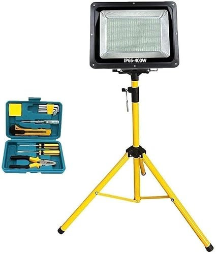 SilteD Proiettore a LED 400W 9000LM Lampada da Lavoro a LED |Proiettore da Esterno con Supporto per treppiede | Faretto Impermeabile IP66 per Campeggio, luci di Sicurezza per la Pesca