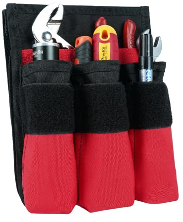 MELOTOUGH 7-Pocket Firefighter Tool Pouch with Carry Handle and Flap, Fits in Bunker Gear Pocket, Firefighter Pants,Tool Organizer for Firefighter Swipe Tool Firefighter Accessories,Red