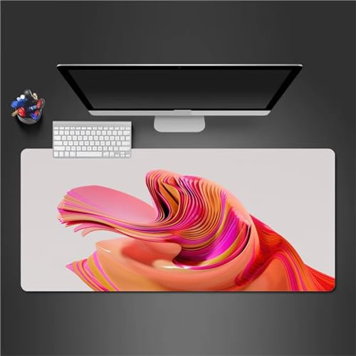 QiHon Gaming Mauspad XXL Abstraktes Rosa Großes Mauspad Schreibtischauflage mit Vernähte Kanten Einer speziellen Oberfläche verbessert Geschwindigkeit und Präzision 600x400x2mm