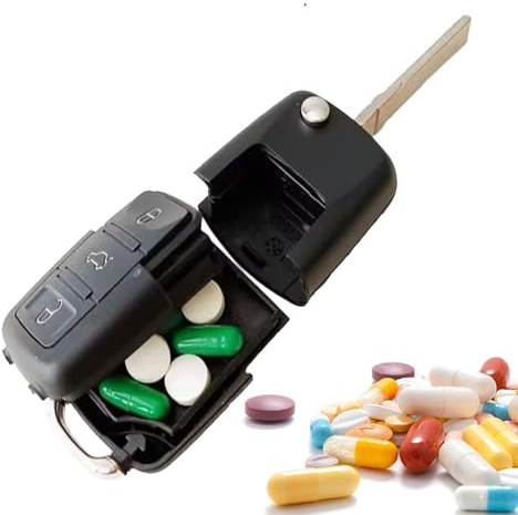 Porte-pilules portable quotidien, conception simulée de clé de voiture, conteneur de médicament pratique | conteneur de pilules durable, imperméable et multifonctionnel pour les travaux en