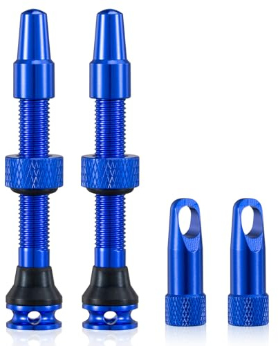 2Pezzi Bike Tubeless Presta Valve Stem, Blu, Strumento di rimozione del nucleo integrato(44 mm)