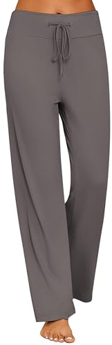 Ekouaer Women's Pyjama Pants Soft Sleeping Lounge Pants Long Wide Leg Pajama Bottoms Drawstring Pj Bottoms,Grey,XXL