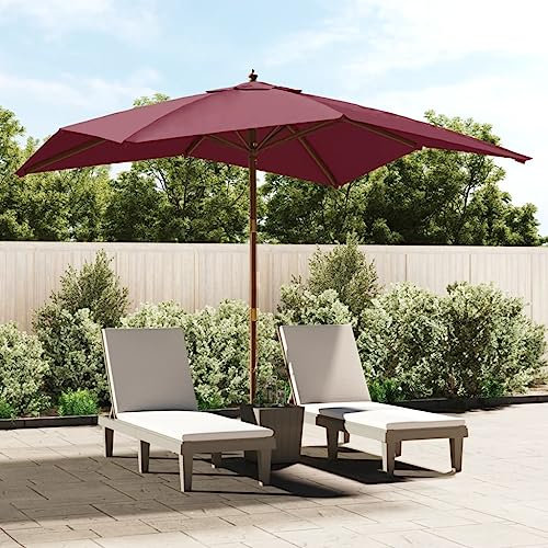 ShGaxin Sombrilla de jardín Poste de Madera Rojo Burdeos 300x300x273 cm, Parasoles De Jardin, Sombrilla Piscina, Sombrilla Terraza Exterior, Parasol Playa, Sombrillas para Jardin - 363195