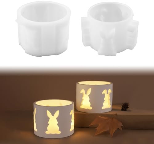 Silikonformen Gießformen für Ostern - 2 Stück Hasen und Kerzenhalter Formen
