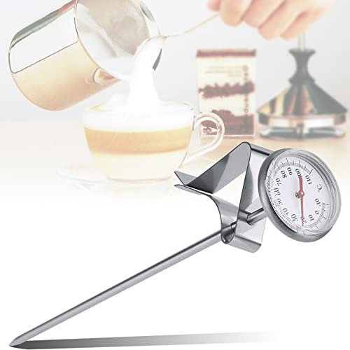 Milchthermometer für Kaffee, Kaffeethermometer mit Edelstahlspitze Misst Genau -10~110 ℃ Kaffeeaufschäumthermometer, Praktischer Clip für den Tassenrand, Länge: 19,3 Cm