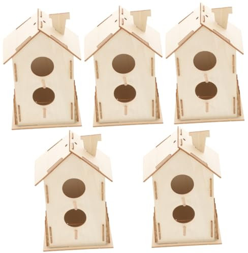 Sosoport Kit Di Pittura Per Bambini E Bambine 5 Pezzi Casetta Per Uccelli in Legno Grezzo Decorazione Artigianale Per Bambini Pittura Per Casetta Per Uccelli