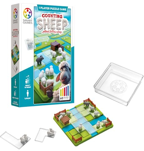 SmartGames - Zählen von Schafen, pädagogisches Gehirn-Teaser-Spiel, Multi-Level-Logik- und Denk-Herausforderungsspiel, 1 Spieler, Reisegröße, mehrsprachig